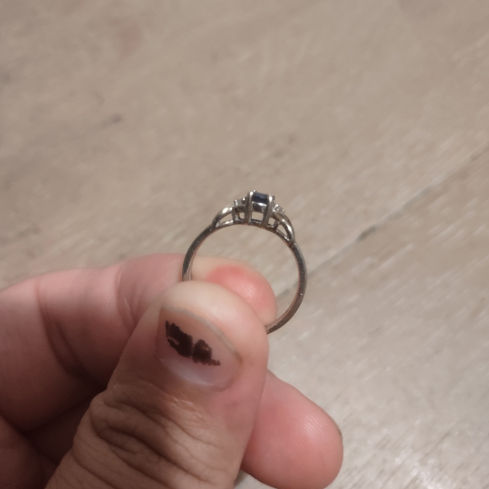 BLUE SAPPHIRE & DIAMOND RING 10K ROSE GOLD - Picture 3 of 3